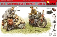 1/35 Американські мотоцикли на ремонті + 3 фігури (MiniArt 35284), збірні моделі