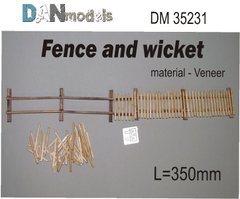 1/35 Забор с калиткой, длина 350 мм, заготовки из дерева (DANmodels DM 35231)