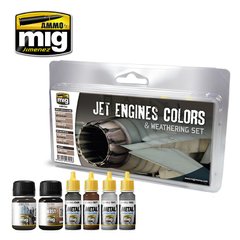 Набір для розфарбування та везерингу реактивних двигунів (Ammo by Mig A.MIG-7445 Jet engines colors and weathering set)