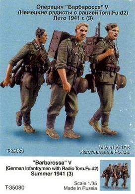 1/35 Операция "Барбаросса" №5, немецкие радисты с рацией Torn.Fu.D2, лето 1941 год, 3 фигуры (Танк 35080)