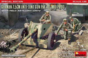 1/35 Pak-40 німецька 75-мм протитанкова гармата з розрахунком, серія Special Edition (Miniart 53010), збірна модель