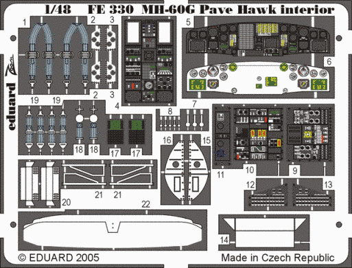 1:48 Фототравление для MH-60G Pave Hawk интерьер (для Italeri)