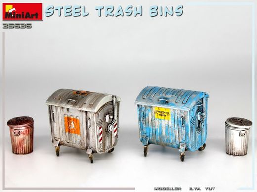 1/35 Металеві сміттєві баки-контейнери (Miniart 35636), збірні пластикові