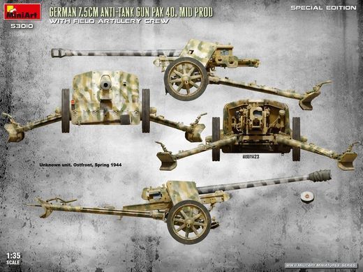 1/35 Pak-40 німецька 75-мм протитанкова гармата з розрахунком, серія Special Edition (Miniart 53010), збірна модель