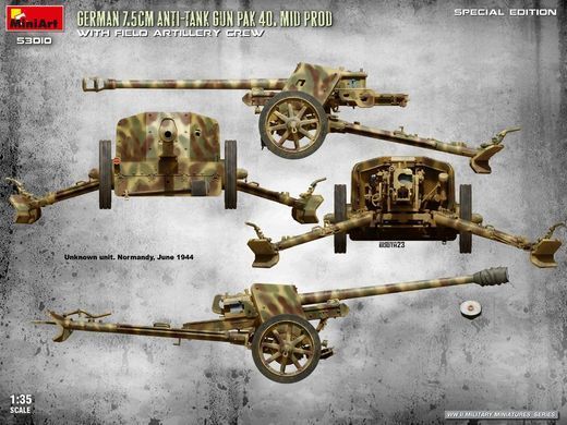 1/35 Pak-40 німецька 75-мм протитанкова гармата з розрахунком, серія Special Edition (Miniart 53010), збірна модель