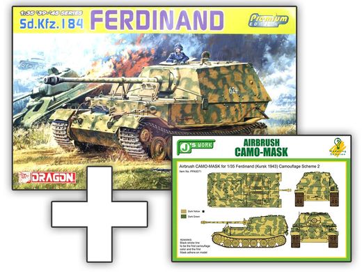 1/35 САУ Sd.Kfz.184 Ferdinand, серія Premium Edition + малярні маски J's Work (Dragon 6317), збірна модель