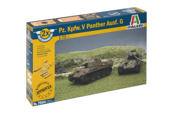 1/72 Танк Pz.Kpfw.V Ausf.G Panther, серія легкої збірки, в наборі дві моделі (Italeri 7504), збірні пластикові