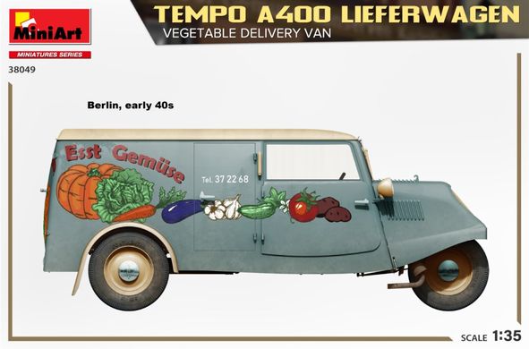 1/35 Tempo A400 Lieferwagen фургон доставки овощей (Miniart 38049), сборная модель