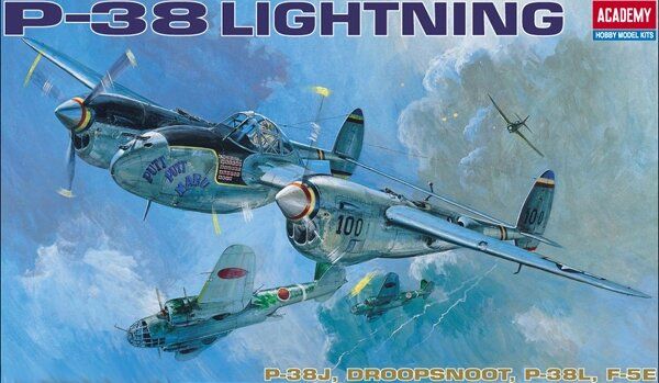 1/48 Винищувач Lockheed P-38J/P-38L/F5E/Droopsnoot Lightning (Academy 12282), збірна модель