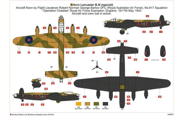 1/72 Avro Lancaster B.III (Special) The Dambusters, 617 Squadron Operation Chastise 17 May 1943 (Airfix 09007)