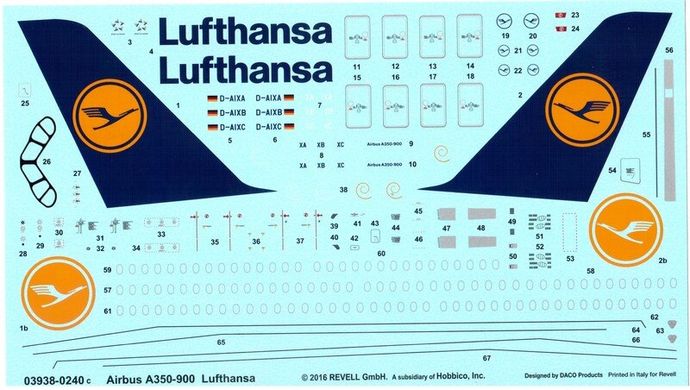 1/144 Airbus A350-900 "Lufthansa" пасажирський літак (Revell 03938) збірна модель