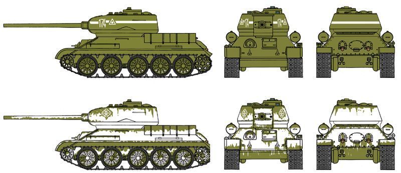 1/72 Танки Т-34/85, серія 1+1 складання без клею, в комплекті 2 моделі (Italeri 7515), збірні моделі