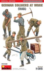 1/35 Німецькі солдати Reichsarbeitsdienst за роботою, 5 фігур та аксесуари (Miniart 35408), збірні пластикові