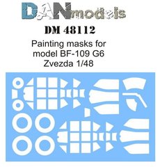 1/48 Покрасочные маски для Messerschmitt Bf-109G-6, для моделей Zvezda (DANmodels DM 48112)
