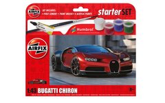 1/43 Автомобиль Bugatti Chiron, серия Starter Set с красками и клеем (Airfix A55005), сборная модель