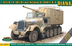 1/72 САУ 7,62cm FK.36 (R) auf mZgkw 5t Sd.Kfz. 6/3 "Diana" (ACE 72574), збірна модель
