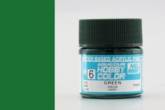 Зеленая глянцевая, акриловая краска Hobby Color, 10 мл (Gunze Sangyo Mr. Hobby H6 Gloss Green)