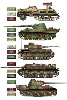 Набор красок "Техника Германии позднего периода Второй мировой", 6 красок по 17 мл, акрил (Ammo by Mig A.MIG-7101 Late war German colors)