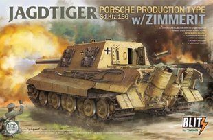 1/35 САУ Sd.Kfz.186 Jagdtiger Porsche Production type з цимеритом, серія Blitz з металевим стволом (Takom 8012), збірна модель