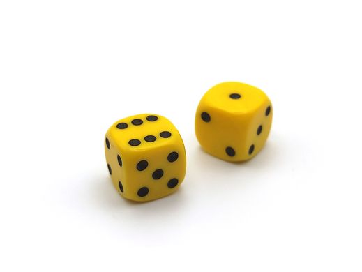 Желтый игральный кубик d6 Dice 1.5cm, акриловый, 1 штука