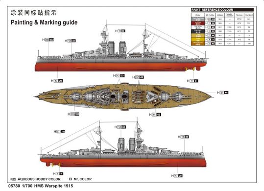 1/700 HMS Warspite 1915 года (Trumpeter 05780) сборная модель