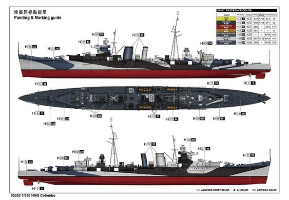 1/350 HMS Colombo британський легкий крейсер (Trumpeter 05363), збірна модель