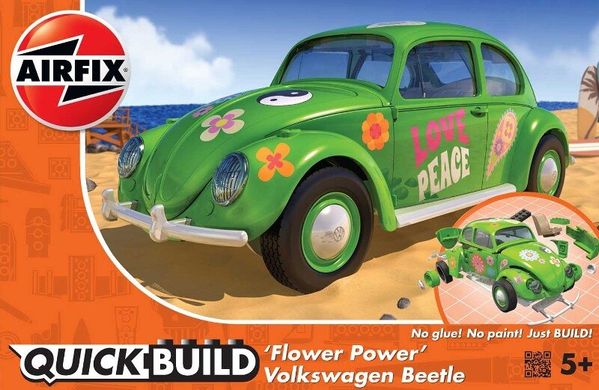 Автомобиль Volkswagen Beetle "Flower Power" (Airfix Quick Build J-6031) простая сборная модель для детей
