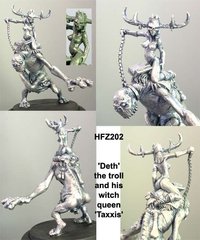 HassleFree Miniatures - Queen Taxxis and her undead troll Deth - HF-HFZ202