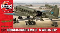 1/72 Douglas Dakota Mk.III + Willys Jeep (Airfix 09008) сборные модели самолета и автомобиля