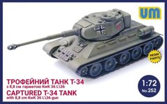 1/72 Трофейний танк Т-34 з 88-мм гарматою KwK 36 L/36 (UniModels UM 252), збірна модель