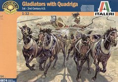 1/32 Гладиаторы на квадриге Italeri 6874 Fladiators with quadriga, I-II century AD (2 гладиатора + 4 лошади) 54 мм