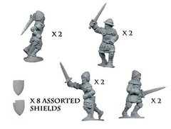 Средневековье (Medieval World) - Dismounted knights with sword and shield (8) - Crusader Miniatures NS-CM-MEH005