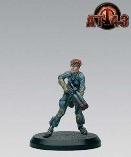 Captain H. Newton, Hero Box, миниатюра AT-43 U.N.A. (Rackham UNCH02), собранная окрашенная пластиковая