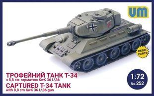 1/72 Трофейний танк Т-34 з 88-мм гарматою KwK 36 L/36 (UniModels UM 252), збірна модель