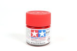 Фарба Tamiya X-27 Clear Red, прозора кольорова акрилова, 10 мл (Tamiya 81527)