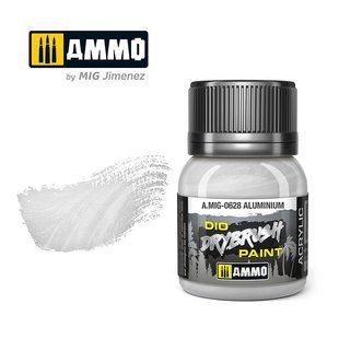 Алюміній, фарба для техніки сухого пензля, акрил, 40 мл (Ammo by Mig A.MIG-0628 Aluminium DIO Drybrush Paint)