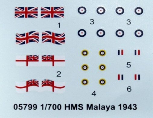 1/700 HMS Malaya 1943 года британский линкор (Trumpeter 05799) сборная масштабная модель