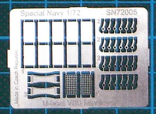 1/72 Детализация для минного заградителя U-Boot Type VIID, конверсионный набор для моделей Revell Type VIIC #5015 и #5045 (Special Navy 72005), смола, пластик и фототравление