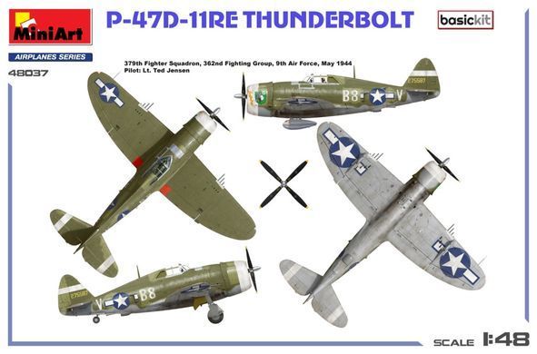 1/48 Истребитель P-47D-11RE Thunderbolt, серия Basic Kit (MiniArt 48037), сборная модель