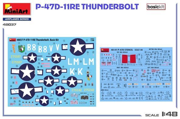 1/48 Истребитель P-47D-11RE Thunderbolt, серия Basic Kit (MiniArt 48037), сборная модель