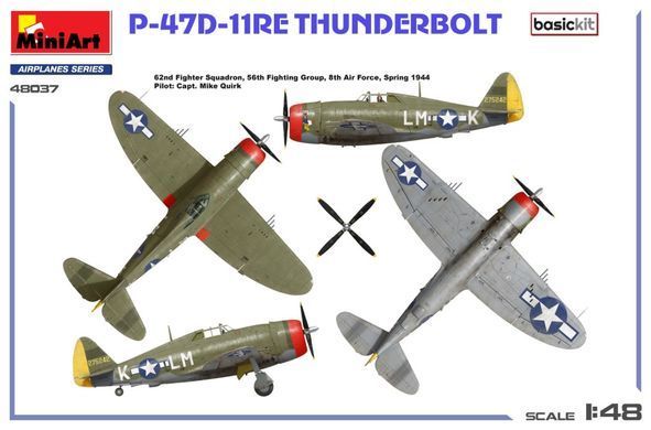 1/48 Истребитель P-47D-11RE Thunderbolt, серия Basic Kit (MiniArt 48037), сборная модель