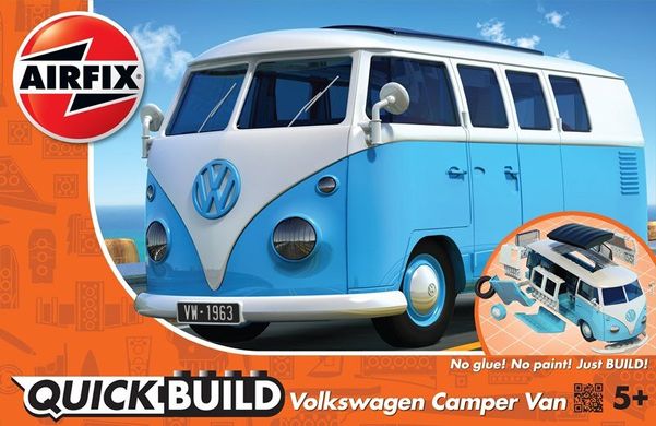Автомобиль VW Camper Van Blue (Airfix Quick Build J6024) простая сборная модель для детей