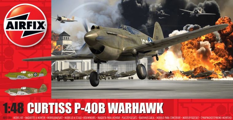1/48 Curtiss P-40B Warhawk американский истребитель (Airfix A05130A), сборная модель