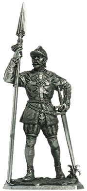 54 мм Английский офицер, середина 16 века, оловянная миниатюра (EK Castings M177)