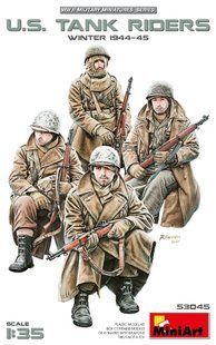 1/35 Американські солдати на броні, зима 1944-45 років, 4 фігури (Miniart 53045), збірні пластикові