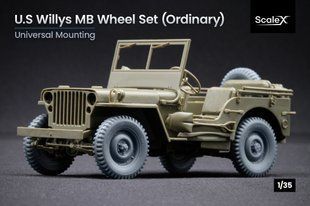 1/35 Колеса для US Jeep Willys MB звичайні, 5 штук, 3D-друк (ScaleX WW35001)