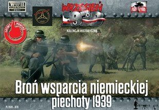 1/72 Германская вспомогательная пехота, 15 фигур + 3 пулемета + 3 миномета + журнал (First To Fight 020), пластик