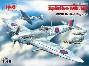1/48 Spitfire Mk.VII британский истребитель (ICM 48062), сборная модель БЕЗ КОРОБКИ