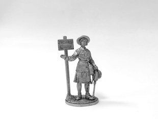 54 мм Девушка-инструктор МПВО с ручной сиреной, 1941-44 гг., СССР, оловянная миниатюра (EK Castings WWII-35)