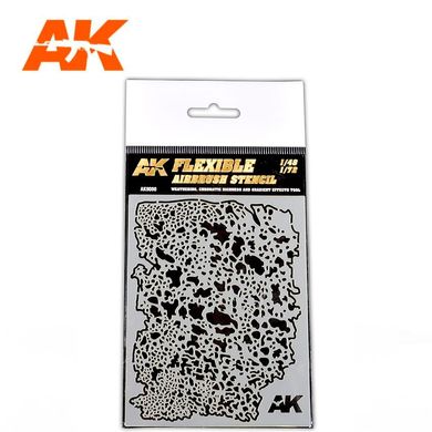 Гибкий трафарет для создания пятен, для масштабов 1/48-1/72 (AK Interactive AK-9080 Flexible airbrush stencil)